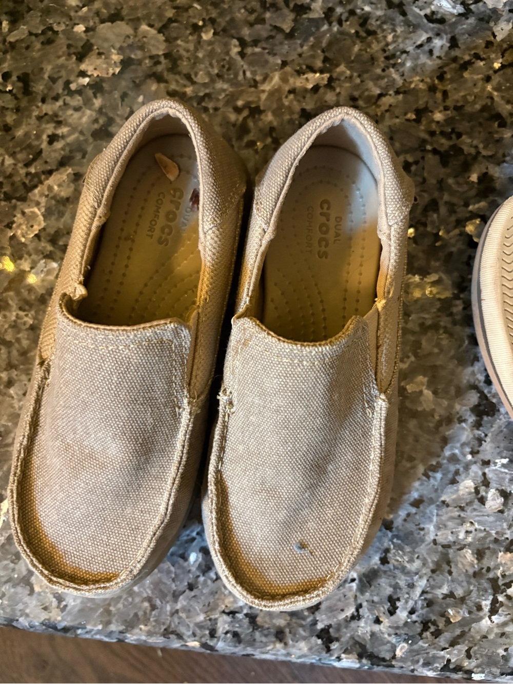 CROCS Kids Tan Slip-On Canvas Sneakers